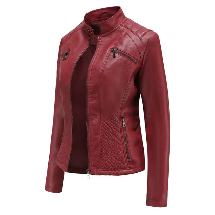 Veste Femme en Cuir Synthétique Style Biker Classique