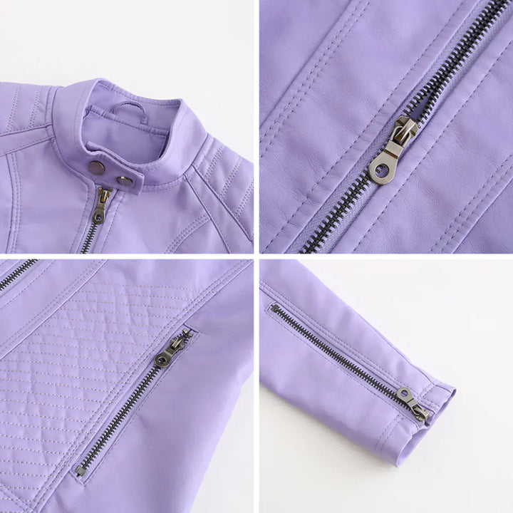 Veste Femme en Cuir Synthétique Style Biker Classique