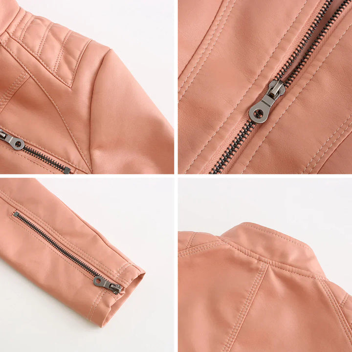 Veste Femme en Cuir Synthétique Style Biker Classique