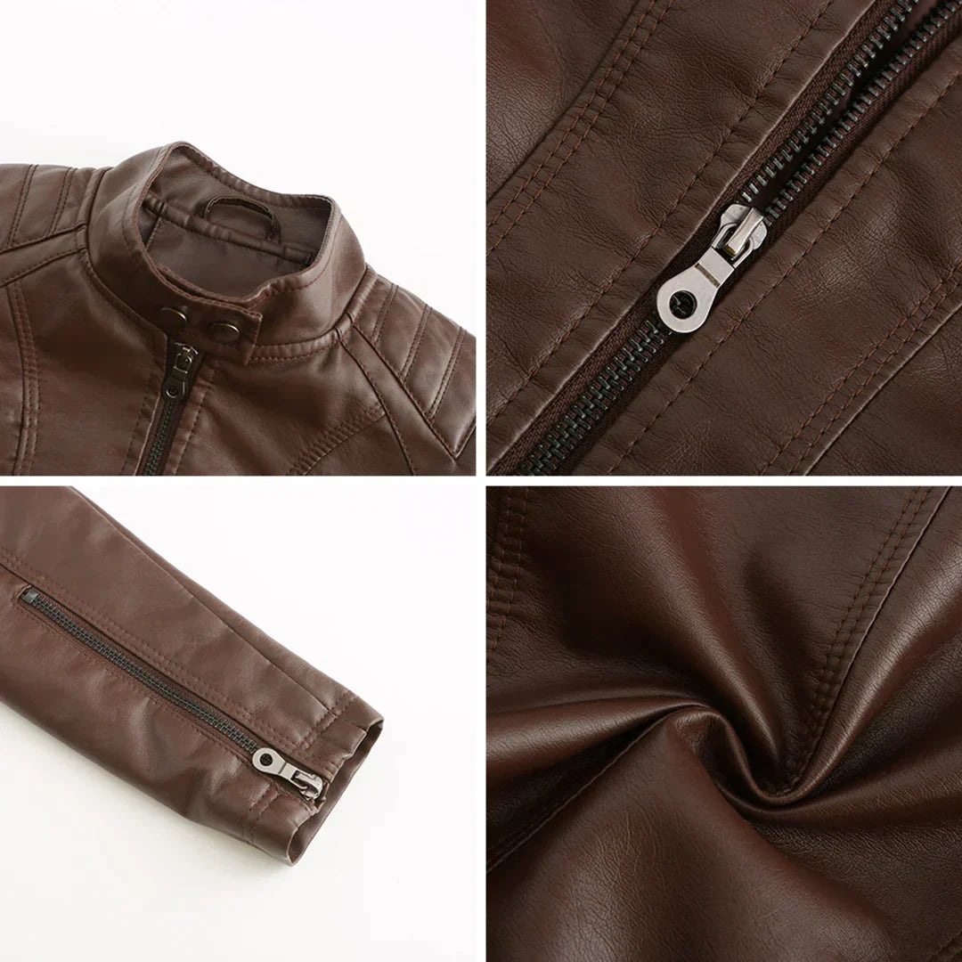 Veste Femme en Cuir Synthétique Style Biker Classique