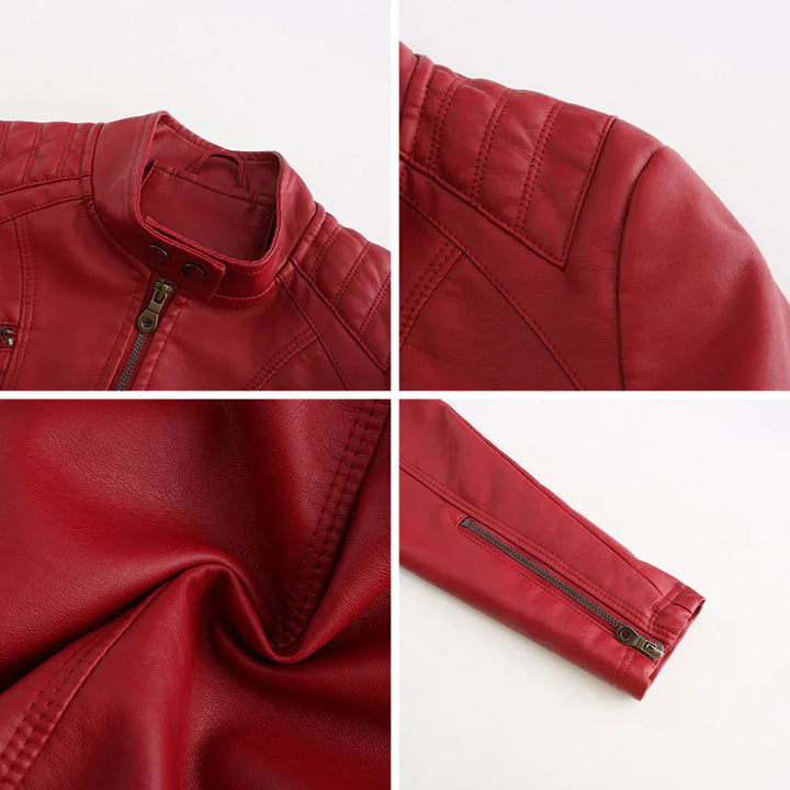 Veste Femme en Cuir Synthétique Style Biker Classique