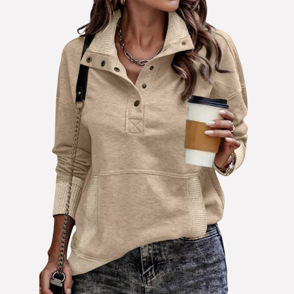 Sweatshirt Casual à Manches Longues avec Col Stand