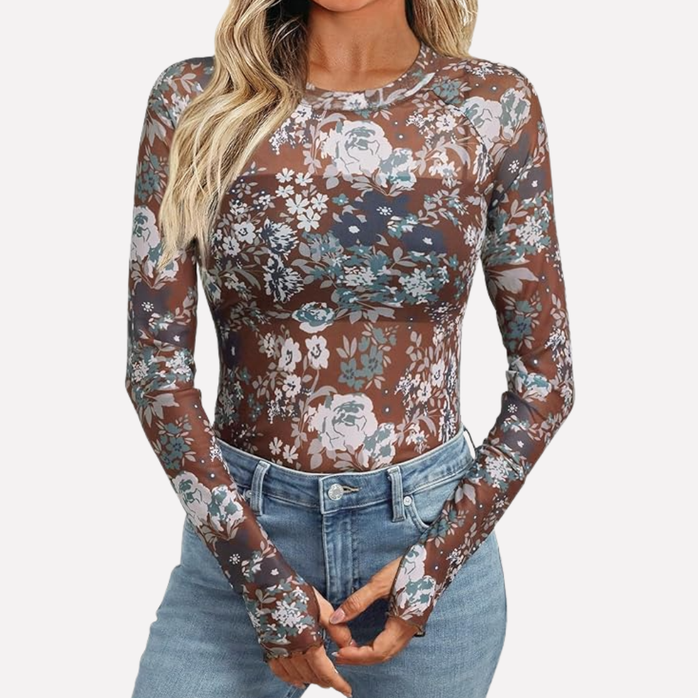 Haut en dentelle transparente en mesh