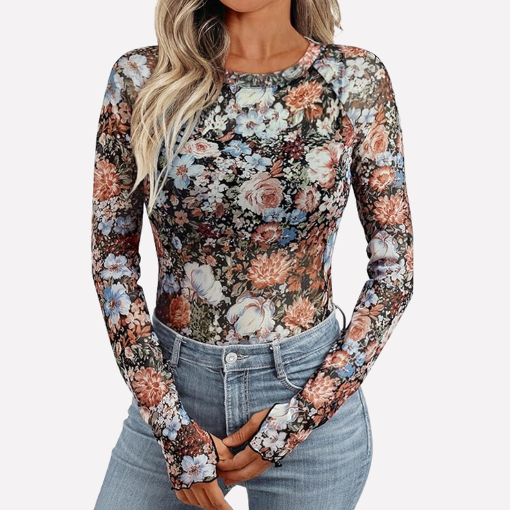 Haut en dentelle transparente en mesh
