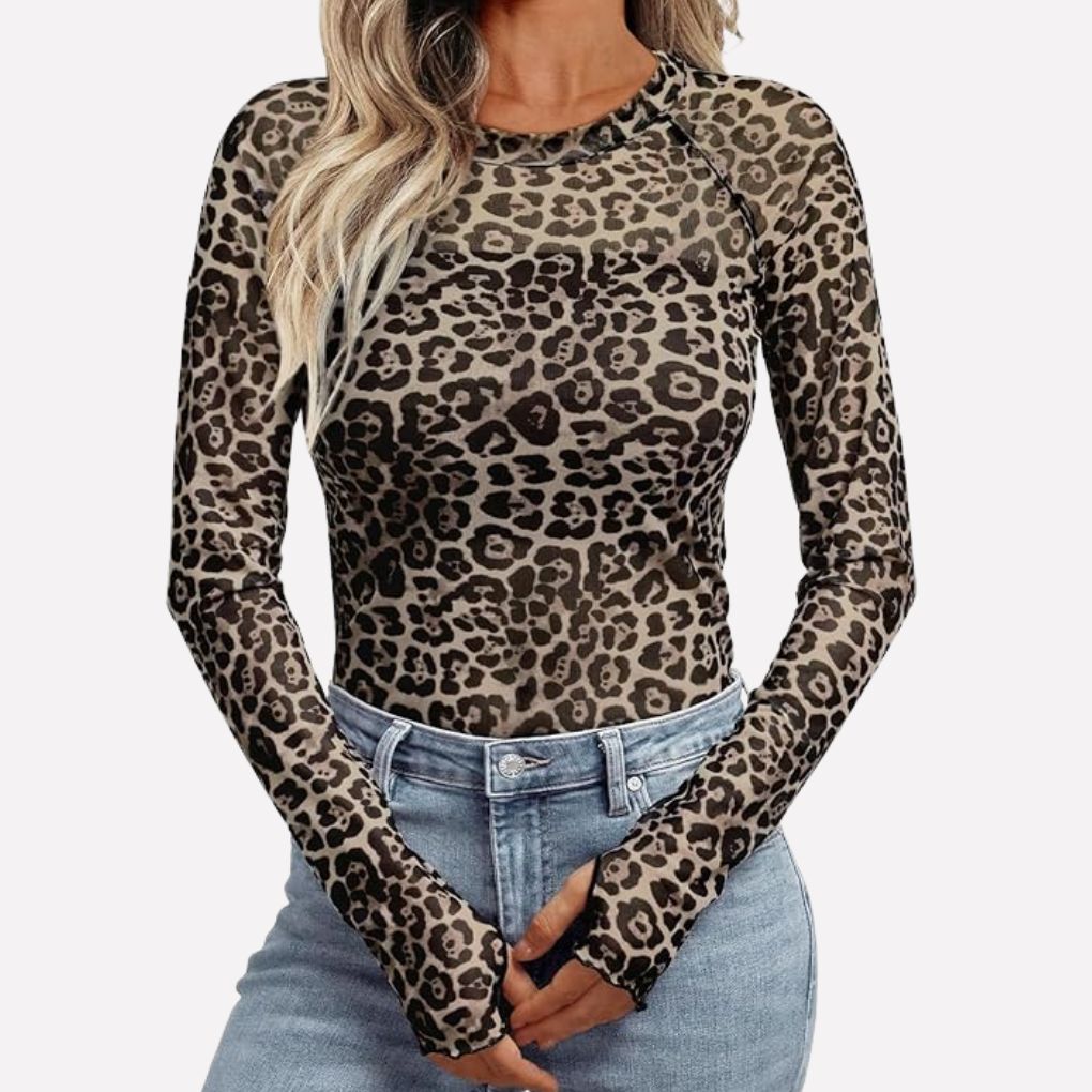 Haut en dentelle transparente en mesh