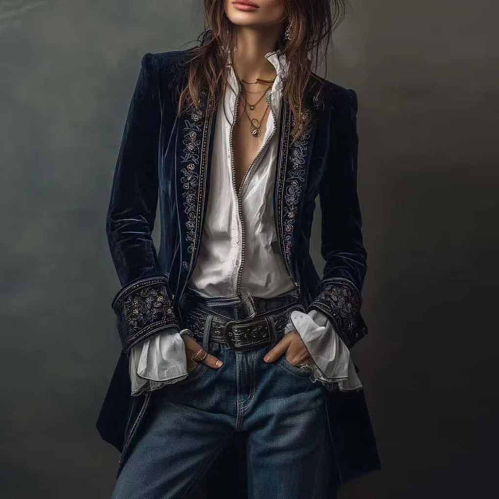Blazer Long Brodé pour Femme