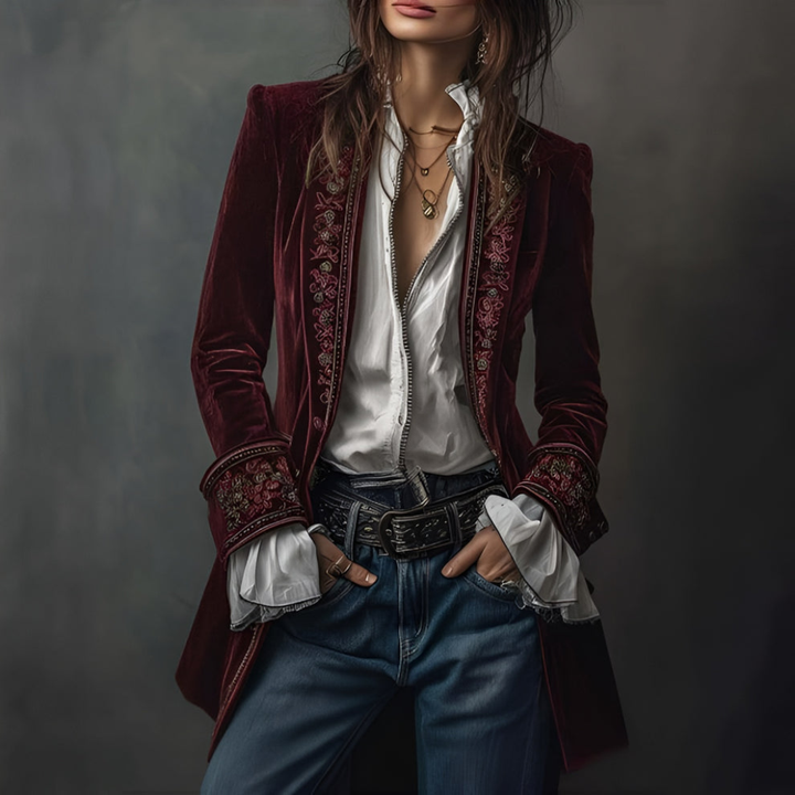 Blazer Long Brodé pour Femme