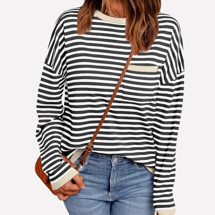 Pull-over en tricot rayé pour femmes