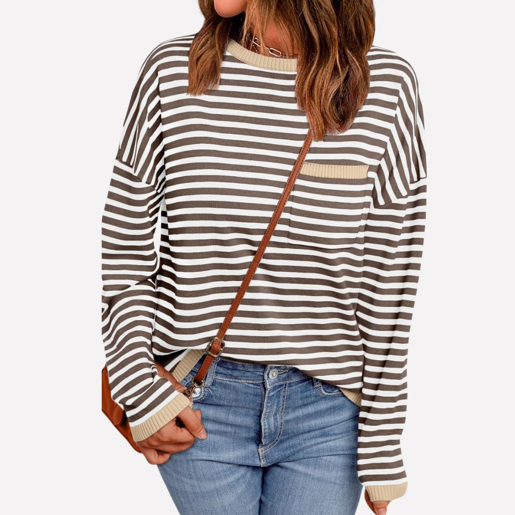Pull-over en tricot rayé pour femmes