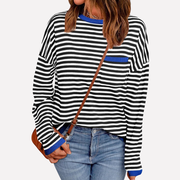 Pull-over en tricot rayé pour femmes