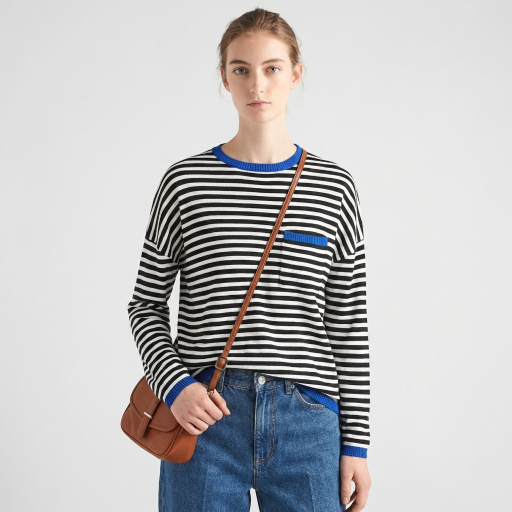 Pull-over en tricot rayé pour femmes