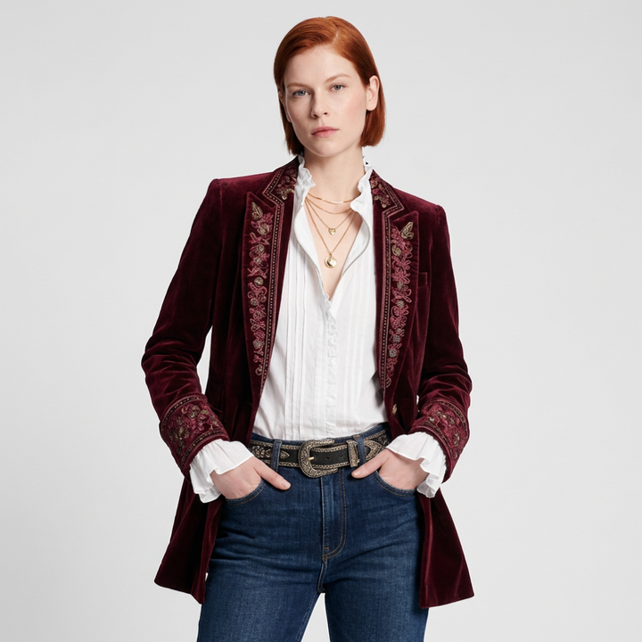 Blazer Long Brodé pour Femme