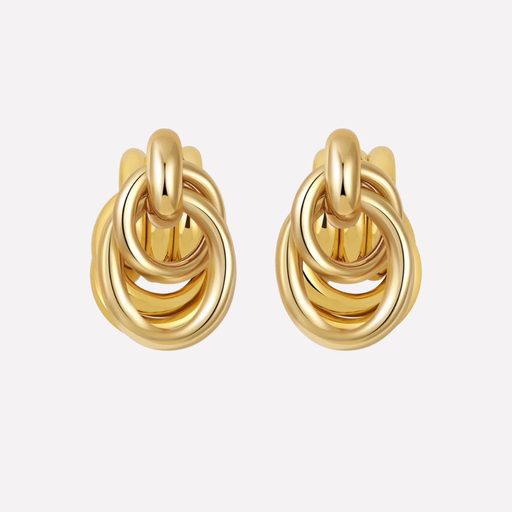 Boucles d'oreilles en chute à nœud ton or