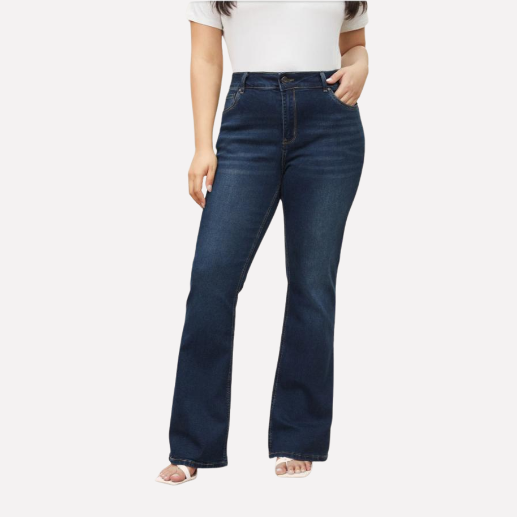 Jeans droits taille haute pour femmes – Style court décontracté