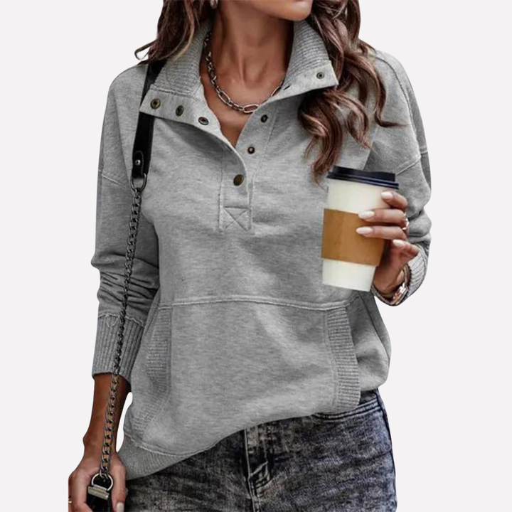 Sweatshirt Casual à Manches Longues avec Col Stand