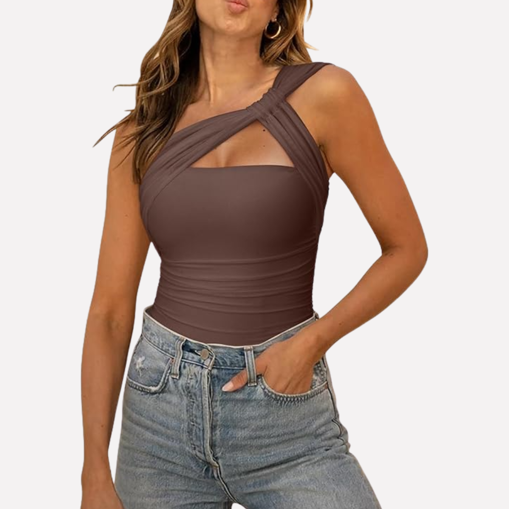 Body asymétrique à une épaule pour femmes