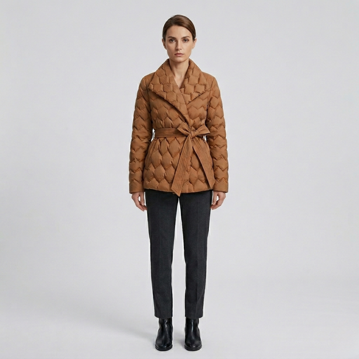 Manteau en doudoune femme avec ceinture