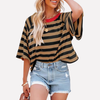Haut Crewneck Rayé Bloc de Couleur pour Femme