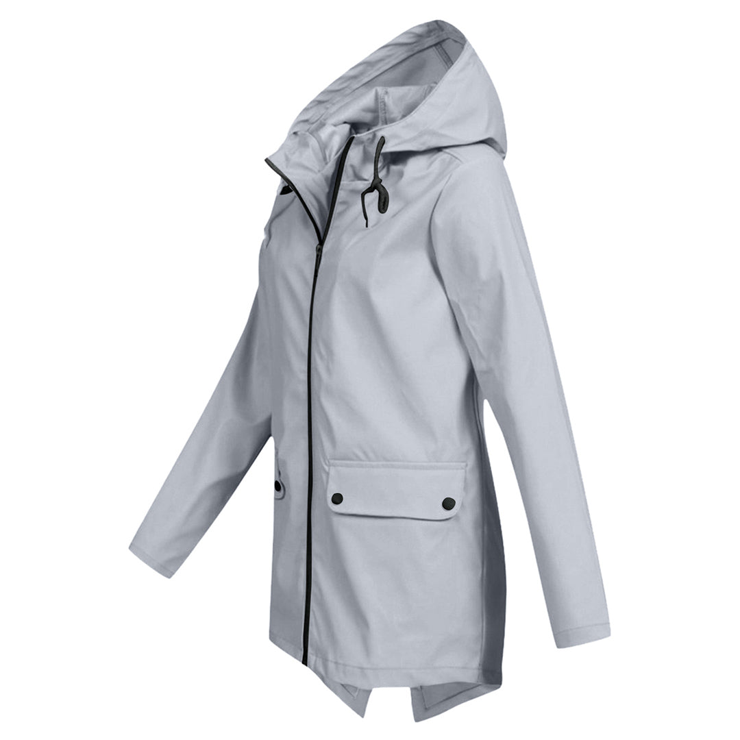 Veste imperméable femme mi-longue avec zip