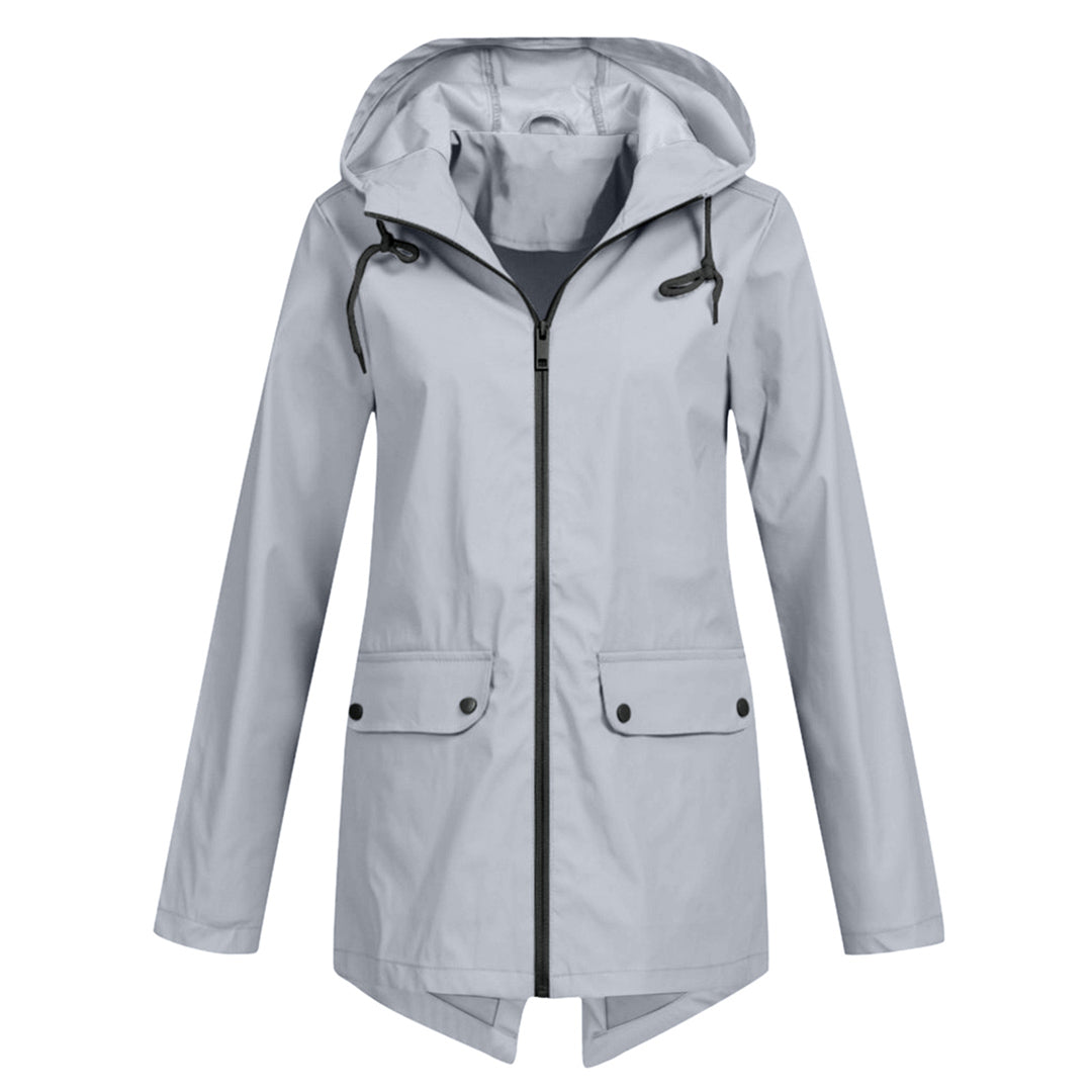 Veste imperméable femme mi-longue avec zip
