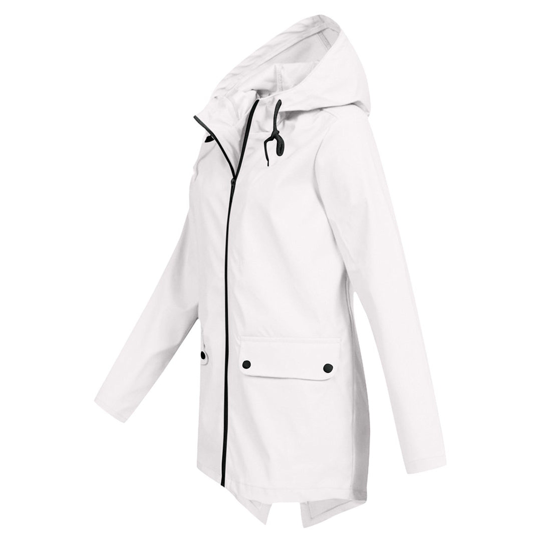 Veste imperméable femme mi-longue avec zip