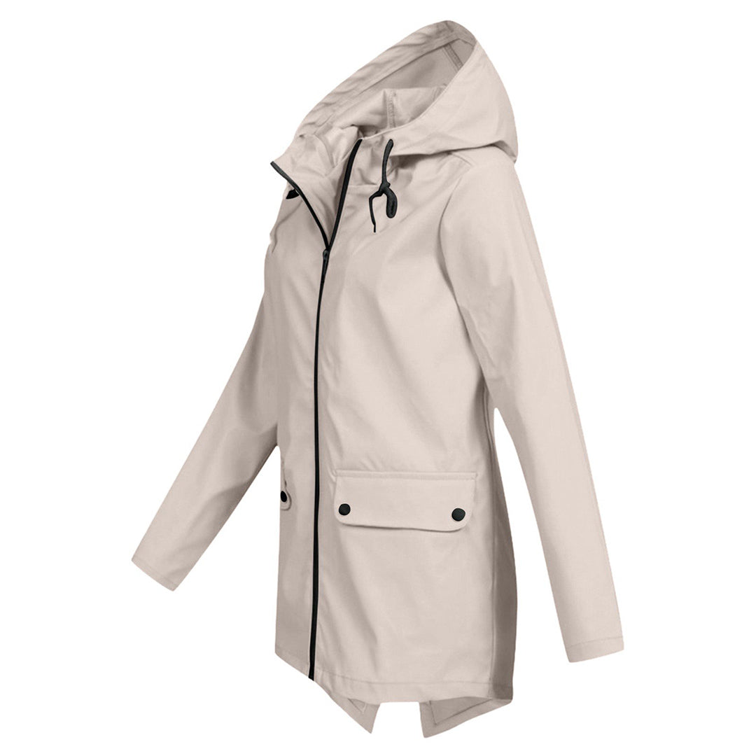 Veste imperméable femme mi-longue avec zip