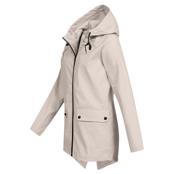 Veste imperméable femme mi-longue avec zip