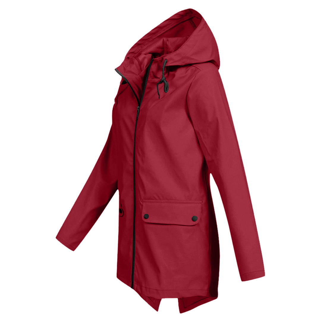 Veste imperméable femme mi-longue avec zip