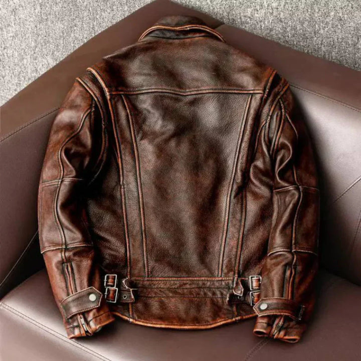 veste en cuir rétro premium