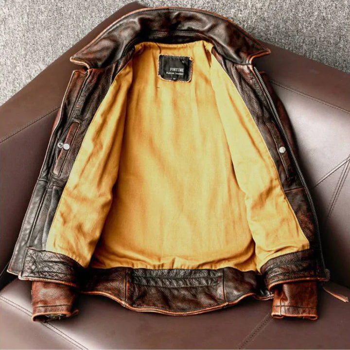 veste en cuir rétro premium