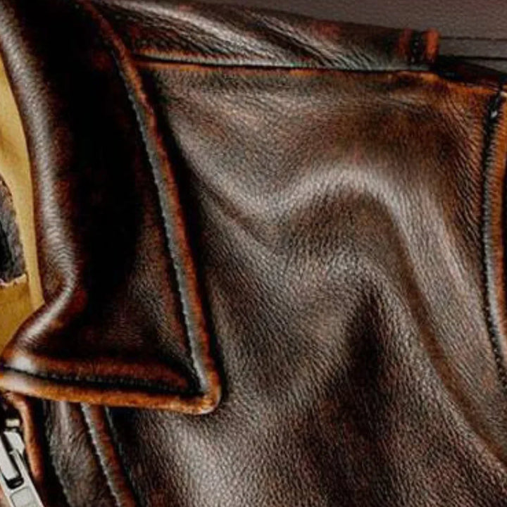 veste en cuir rétro premium