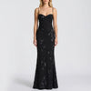 Robe Maxi Ajustée avec Appliqué Floral