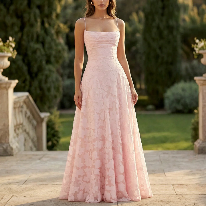 Robe Maxi Florale Texturée Avec Bretelles Fines