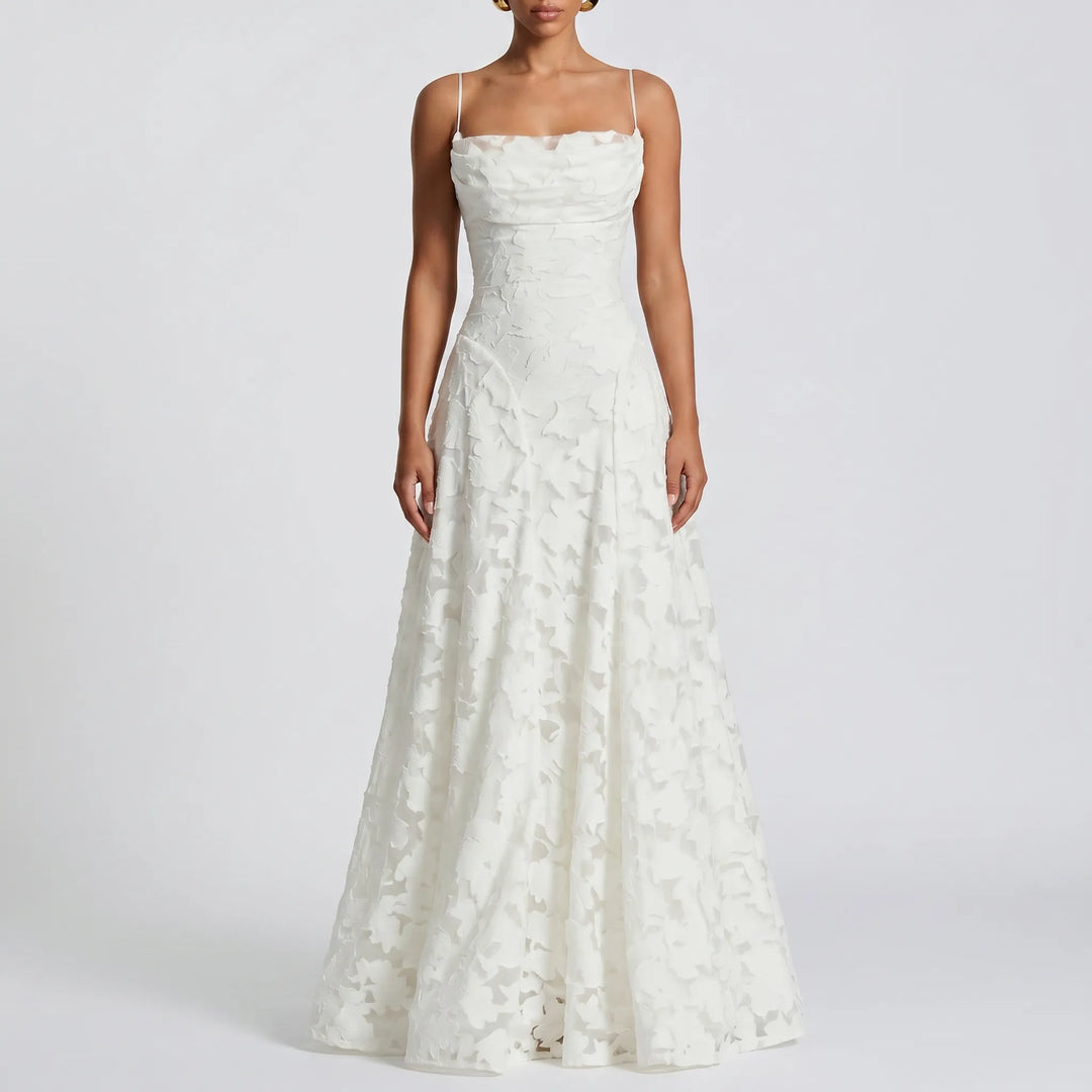 Robe Maxi Florale Texturée Avec Bretelles Fines