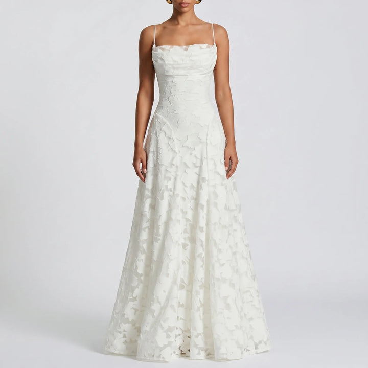 Robe Maxi Florale Texturée Avec Bretelles Fines
