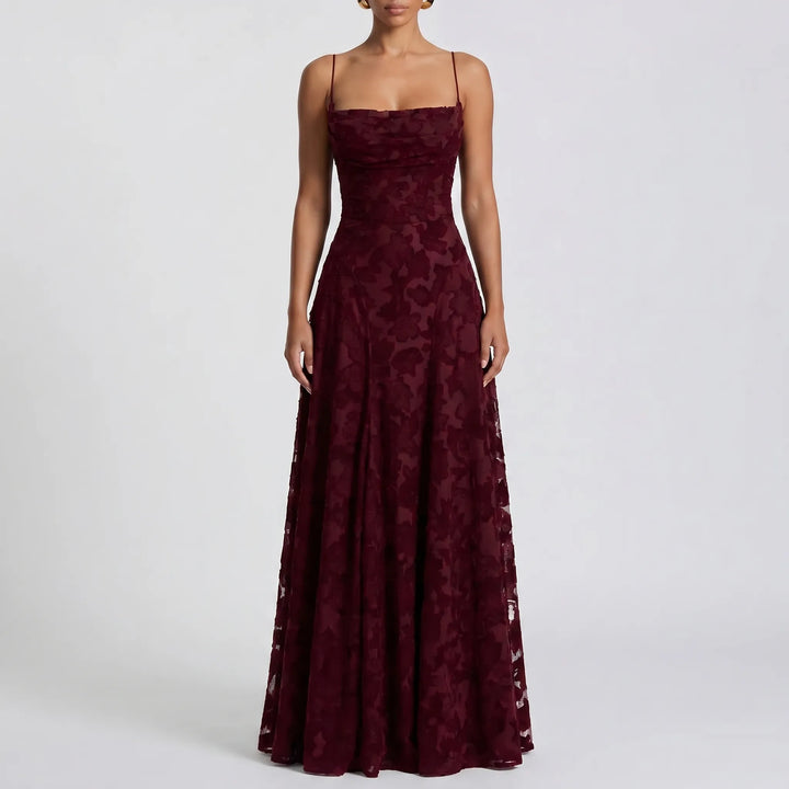 Robe Maxi Florale Texturée Avec Bretelles Fines
