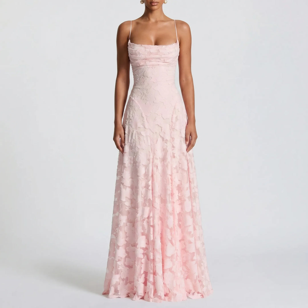 Robe Maxi Florale Texturée Avec Bretelles Fines