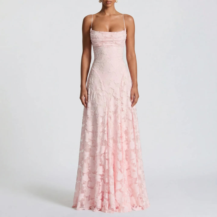 Robe Maxi Florale Texturée Avec Bretelles Fines