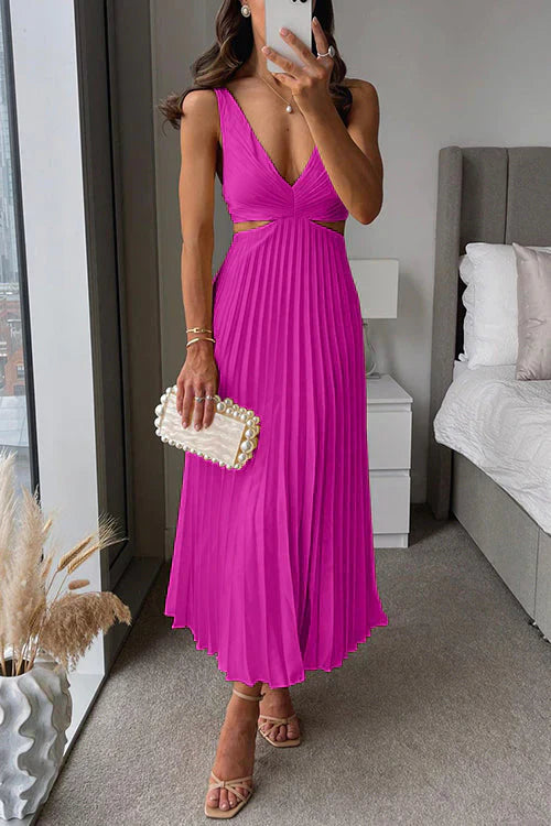 Robe Maxi Plissée Femme Élégante & Fluide