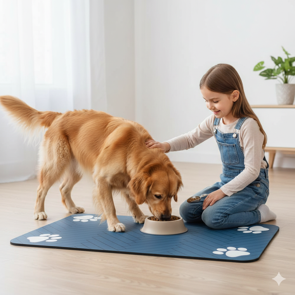 Tapis de Nourriture pour Animaux - Tapis Absorbant pour Bol de Nourriture et d'Eau