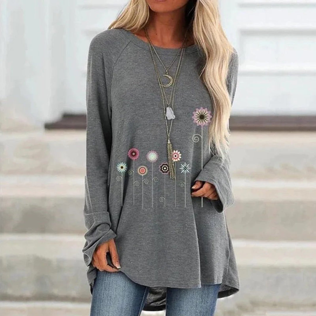 Sweatshirt avec broderie florale 3D, texture douce rencontre élégance subtile