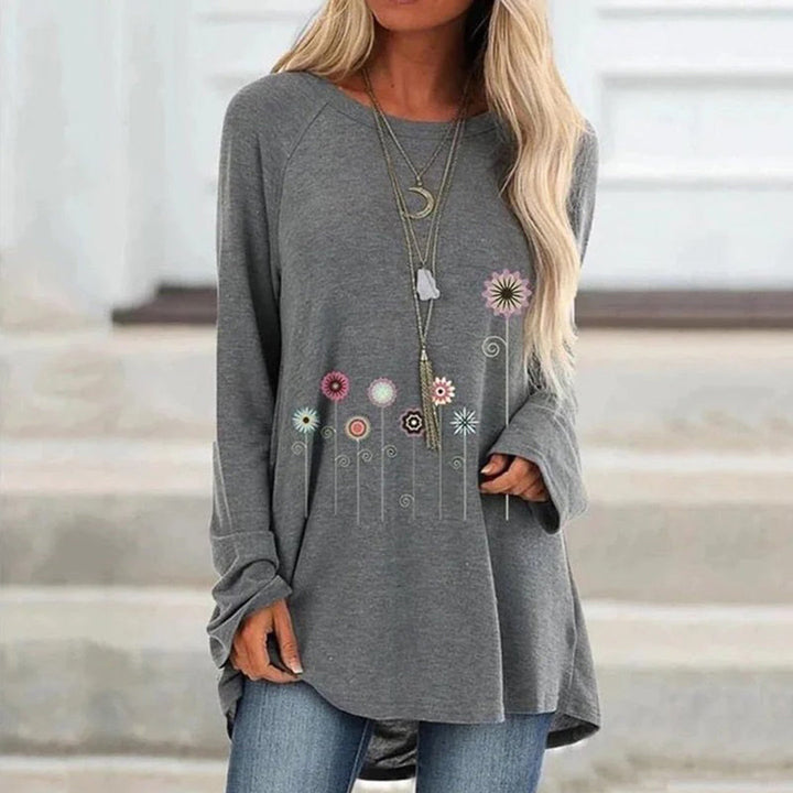 Sweatshirt avec broderie florale 3D, texture douce rencontre élégance subtile