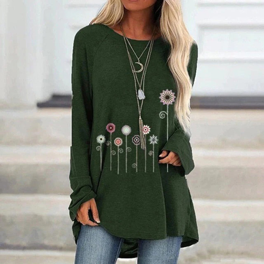 Sweatshirt avec broderie florale 3D, texture douce rencontre élégance subtile