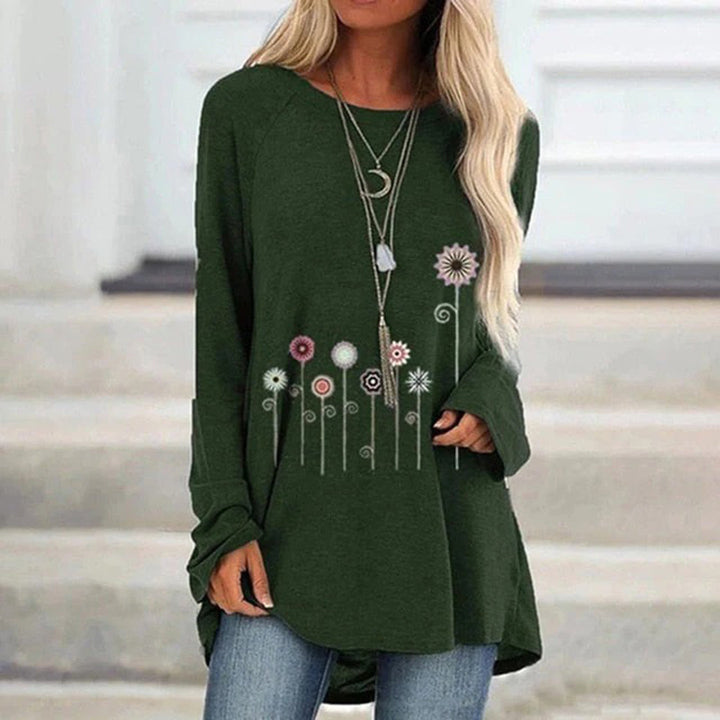 Sweatshirt avec broderie florale 3D, texture douce rencontre élégance subtile