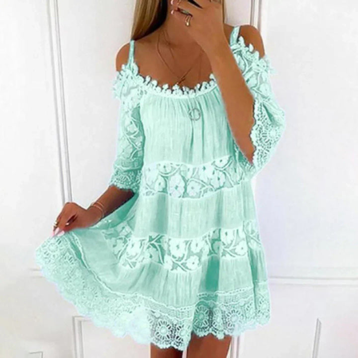 Robe Mini d'Été avec Dentelle Crochet et Broderie