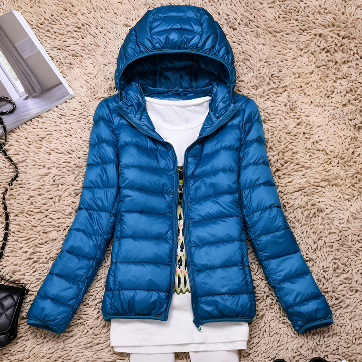 Manteau en doudoune ultra-léger et pliable avec capuche pour femmes
