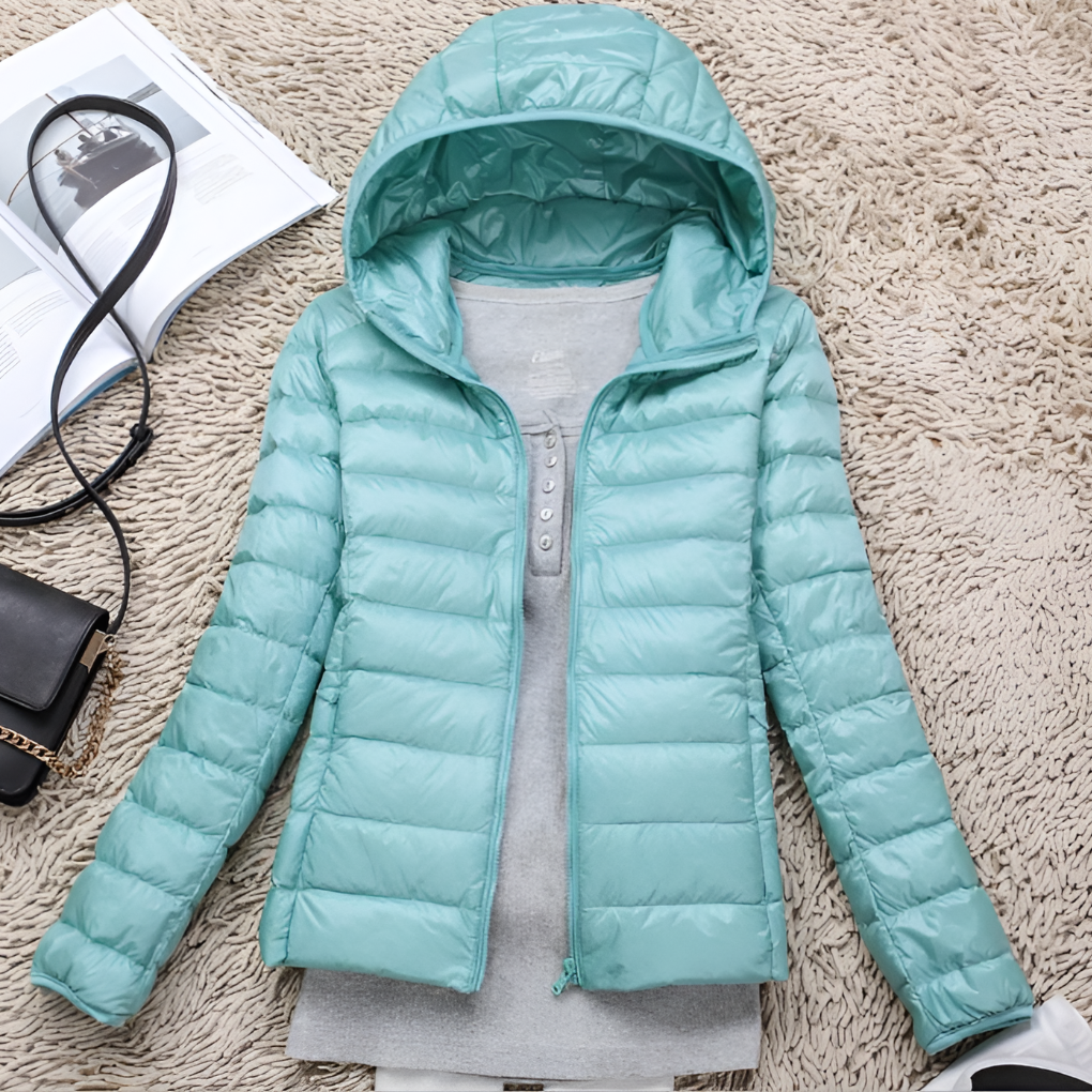 Manteau en doudoune ultra-léger et pliable avec capuche pour femmes