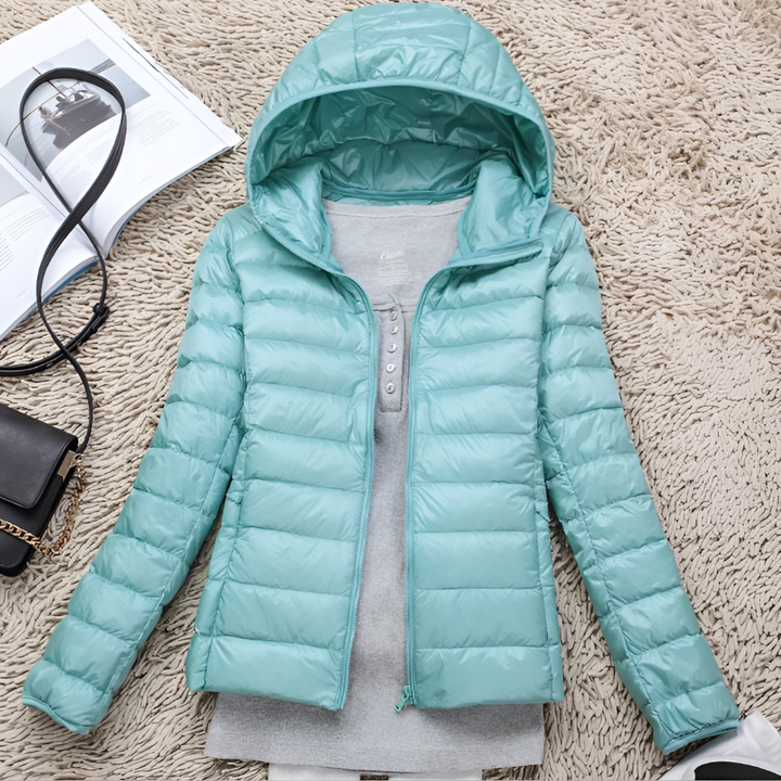 Manteau en doudoune ultra-léger et pliable avec capuche pour femmes
