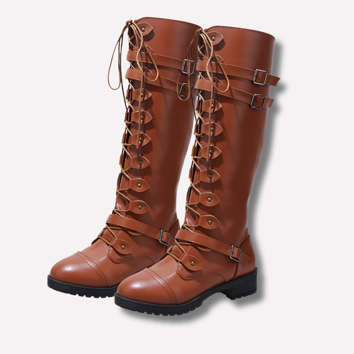 Bottes rétro à lacets avec boucle pour femmes