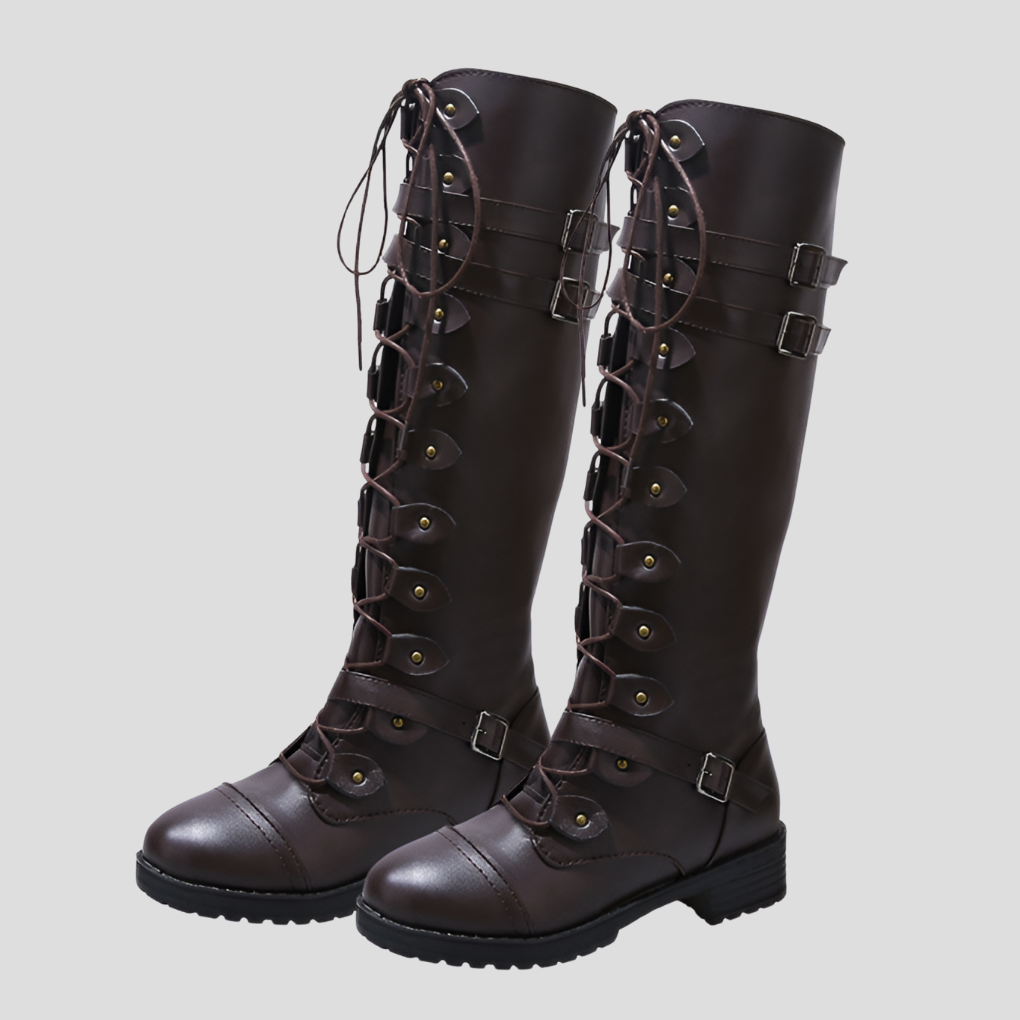 Bottes rétro à lacets avec boucle pour femmes